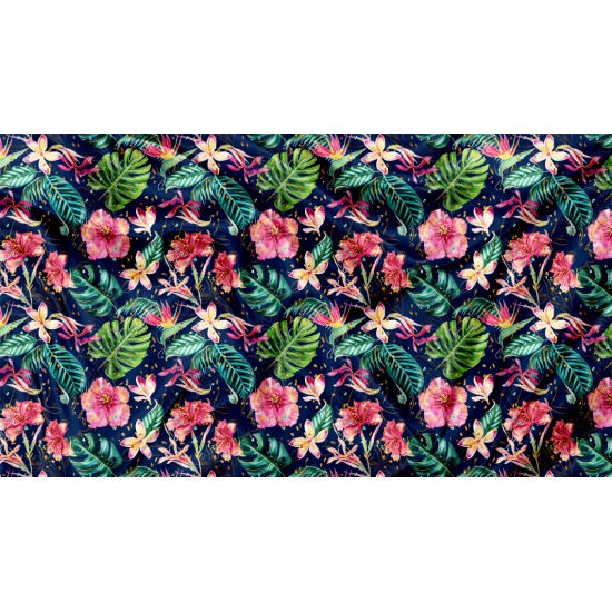 Printed Cuddle Minky Fleur Tropical Hibiscus - PRINT IN QUEBEC IN OUR WORKSHOP